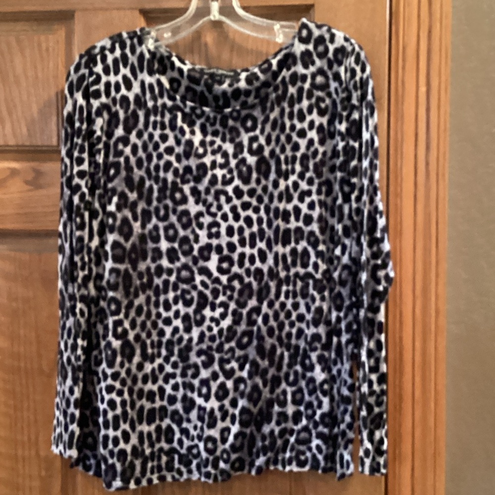 Mario Serrani Black and Gray Animal Print Blouse